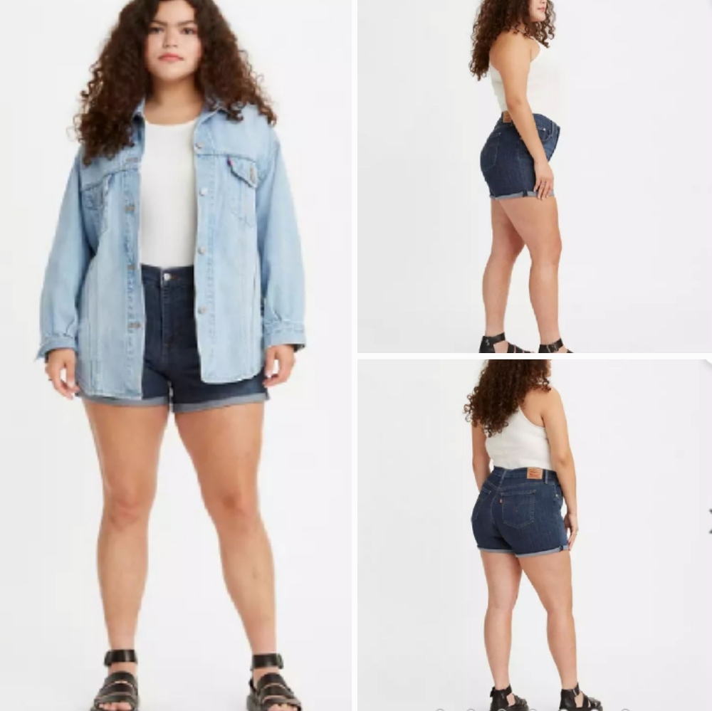 Levi's Mid Length Denim Short in Maui Ocean Depths Dark Wash Size 34/18 New